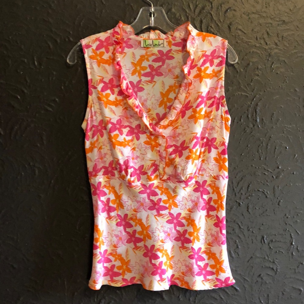 Loco Lindo floral print rayon tank NWOT small